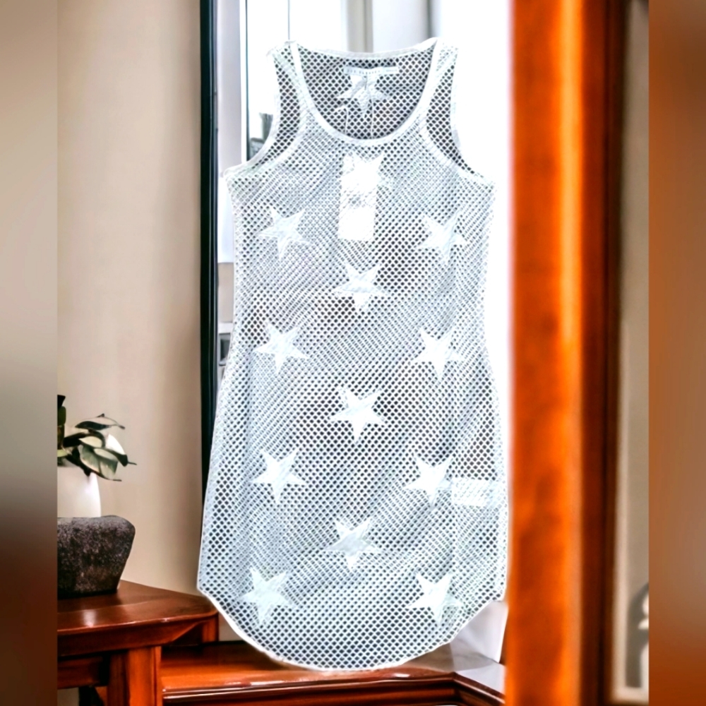 NEW Zoe Karssen WHITE STAR MESH TANK Dress XS 6/8 uk - Picture 2 of 6